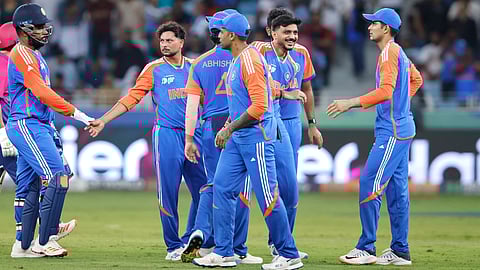 Indian team in action against UAE
