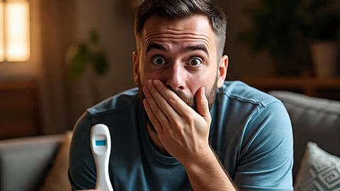 man with pregnancy kit