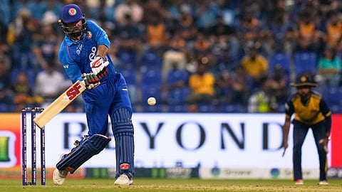Afghanistan's Mohammad Nabi bats during the Asia Cup cricket match between Afghanistan and Sri Lanka