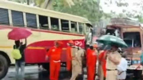 KSRTC bus and lorry collide in Thiruvananthapuram