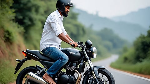 man riding motor bike