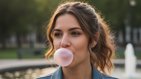 Woman chewing gum