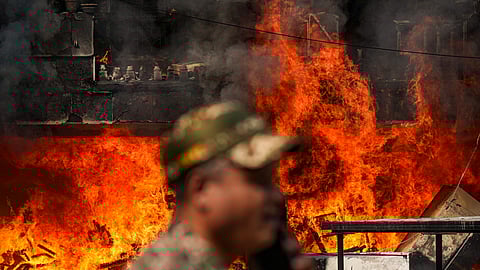 Fire at delhi MP APARTMENT