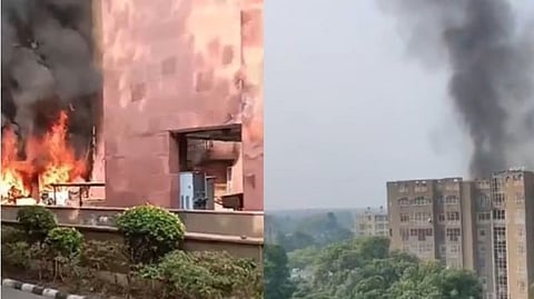 fire broke out at  MP s residence Brahmaputra Apartments in New Delhi