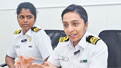 Lieutenant commanders Dilna K and Roopa Alagirisamy