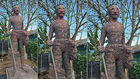 Gandhi statue in Guruvayur Municipal Park installed in a distorted manner; protests strong
