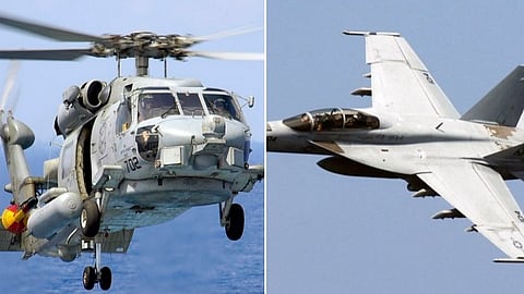 US fighter jet, navy chopper crash