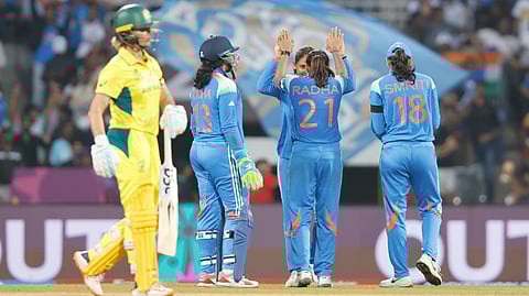 Indian players celebrating a wicket