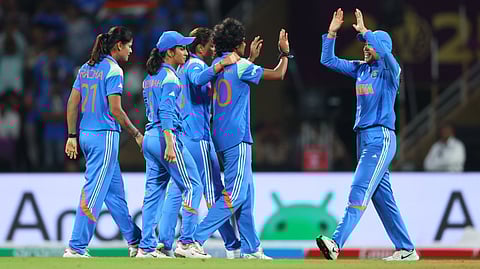 Indian team celebrating a wicket