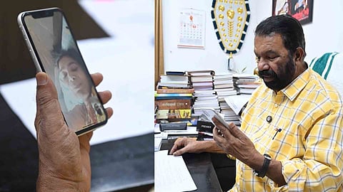 Anisha Ashraf talking with Minister V sivankutty