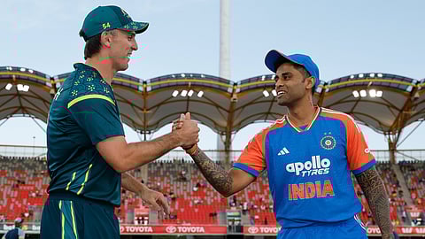 Indian captain Suryakumar Yadav and Australian captain Mitchell Marsh