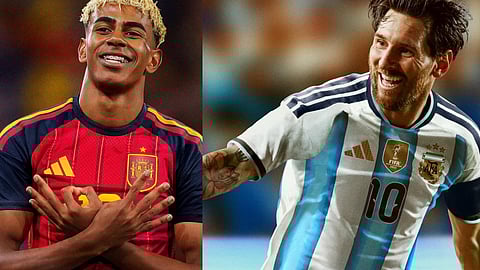 Messi and Yamal in national jerseys