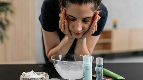 Washing Face in cold water