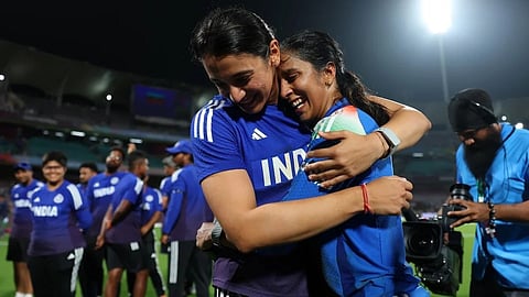 Smriti and Jemima after the World Cup match