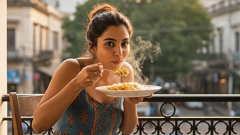 Woman eating Food