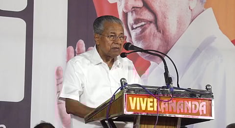 Chief Minister Pinarayi Vijayan speaks at the Kannur Corporation LDF public meeting