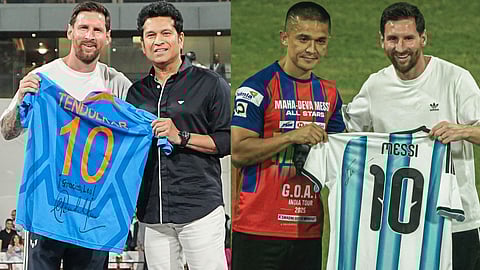 Lionel Messi Sachin Tendulkar Sunil Chhetri GOATs meet