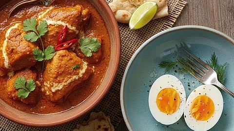 Chicken curry and eggs