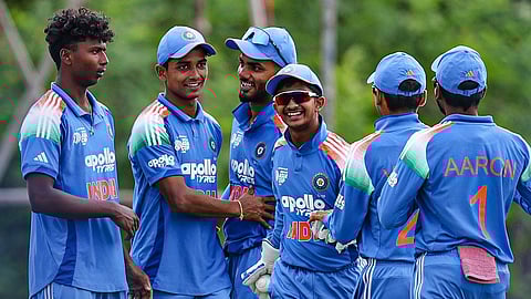U19 Asia Cup Indian team celebrating a wicket