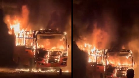 KSRTC bus catches fire in Nanjangud