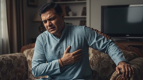 Man having chest pain, Heart Health