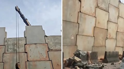 concrete layer collapses during national highway construction in kozhikode