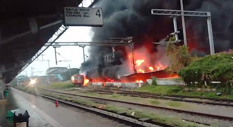 Massive fire breaks out at Thrissur railway station 
