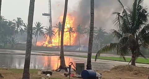 Massive gas leak continues at ONGC well in Andhra Pradesh after Tuesday`s fire
