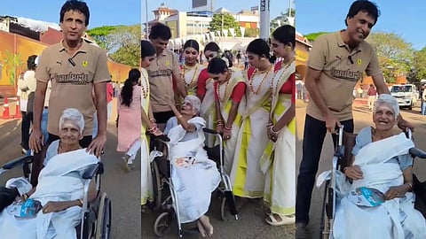 mother and son joyful scene