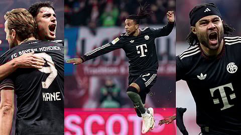 Michael Olise, Harry Kane, Serge Gnabry rb leipzig vs bayern Bayern match