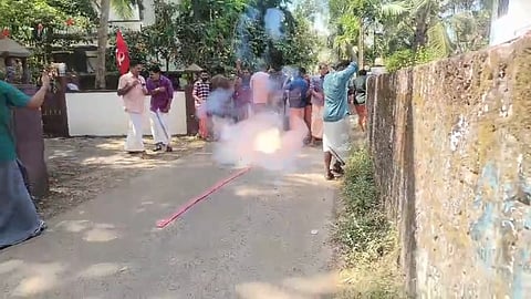 cpm workers burst crackers