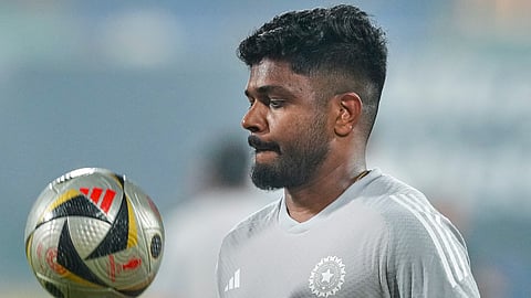 India's Sanju Samson during a warm-up session