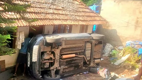 Car crashes into tea shop; one injured