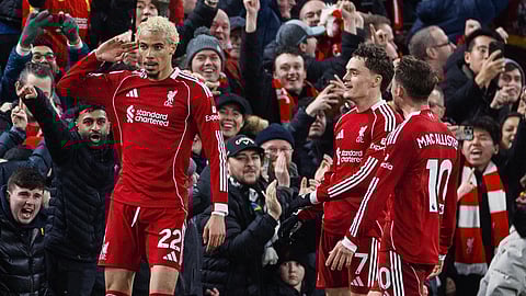 Ekitike celebrates a goal