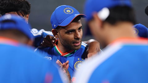 Suryakumar Yadav with team members