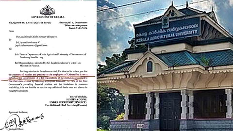 kerala Finance Department letter to Agricultural University 