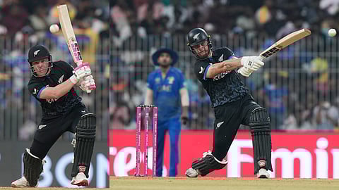 New Zealand's Finn Allen Tim Seifert plays a shot 