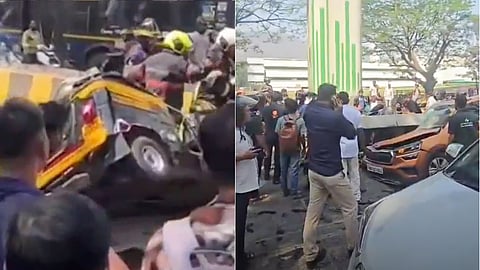 Mumbai: One dead, three injured as parapet wall slab of metro rail line falls onto vehicles