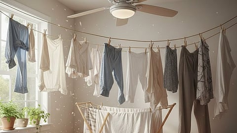 Drying wet cloths inside