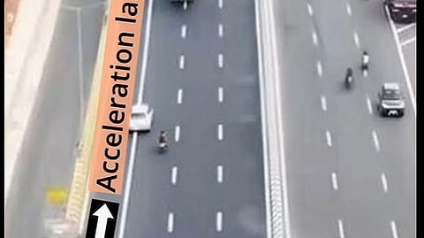 acceleration lane on a six-lane highway