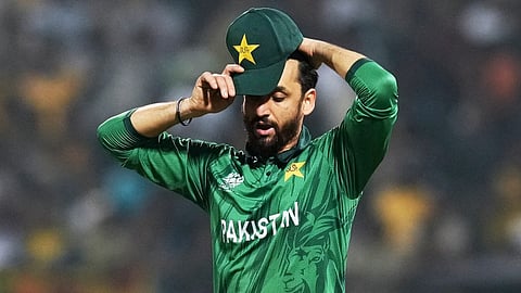 Pakistan's captain Salman Ali Agha reacts in the field during the T20 World Cup cricket match between Pakistan and Sri Lanka