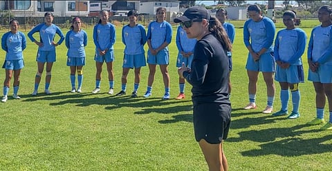 Indian women's football team during training