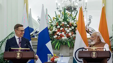 Finland President Alexander Stubb and Indian Prime Minister Narendra Modi