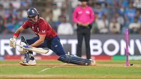 England's Jacob Bethell plays a shot during the ICC Men's T20 World Cup 2026 second semifinal cricket match