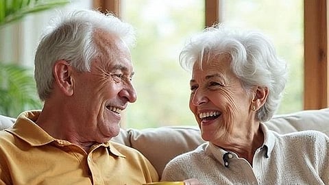 Happy Elder people, bluezone