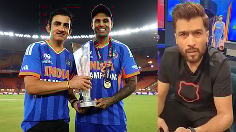 Mohammad Amir, gambhir surya wioth world cup trophy