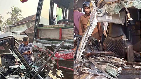 Three dead in bus-car collision in Morayur Malappuram