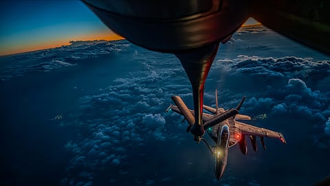 A U.S. Air Force KC-135 Stratotanker refuels