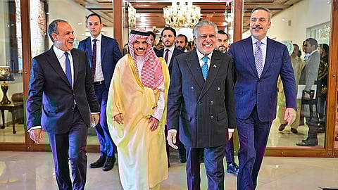 Foreign Ministers of Egypt, Saudi Arabia, Pakistan and Turkey meeting to discuss the Middle East war in Islamabad
