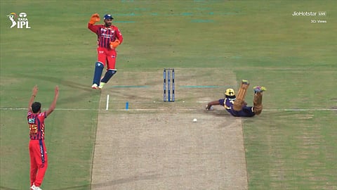 kkr star given out for obstructing the field
